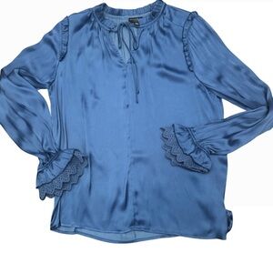 Current Air‎ Los Angeles Shirt, Blue, Size L, Satin, Sleeve Detail